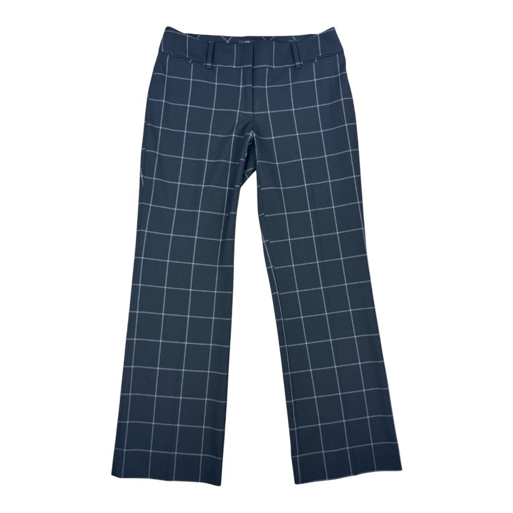 Ann Taylor Loft Julie Trouser Pants Women 2 Black Gray Windowpane Plaid Tailored